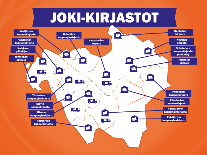 Kartta Joki-kirjastojen kunnista