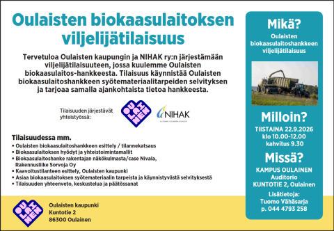 Biokaasuhankkeen viljelijätilaisuus