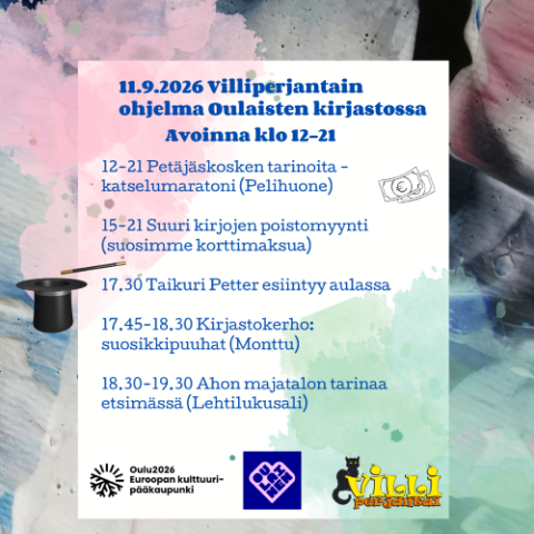 Kirjaston villiperjantain ohjelma julisteena