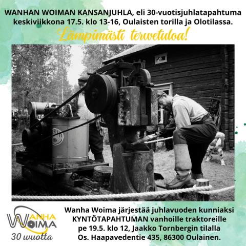Wanhan Woiman 30-vuotisjuhlatapahtumat 17.5.2023 ja 19.5.2023