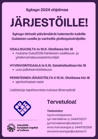 Syksyn 2024 ohjelmaa järjestöille